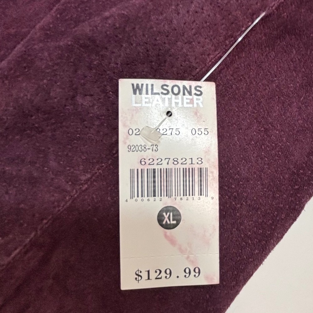 Wilsons Leather Womens Blazer Size XL Jacket Purple Plum Suede Floral Lined NWT - Picture 2 of 9